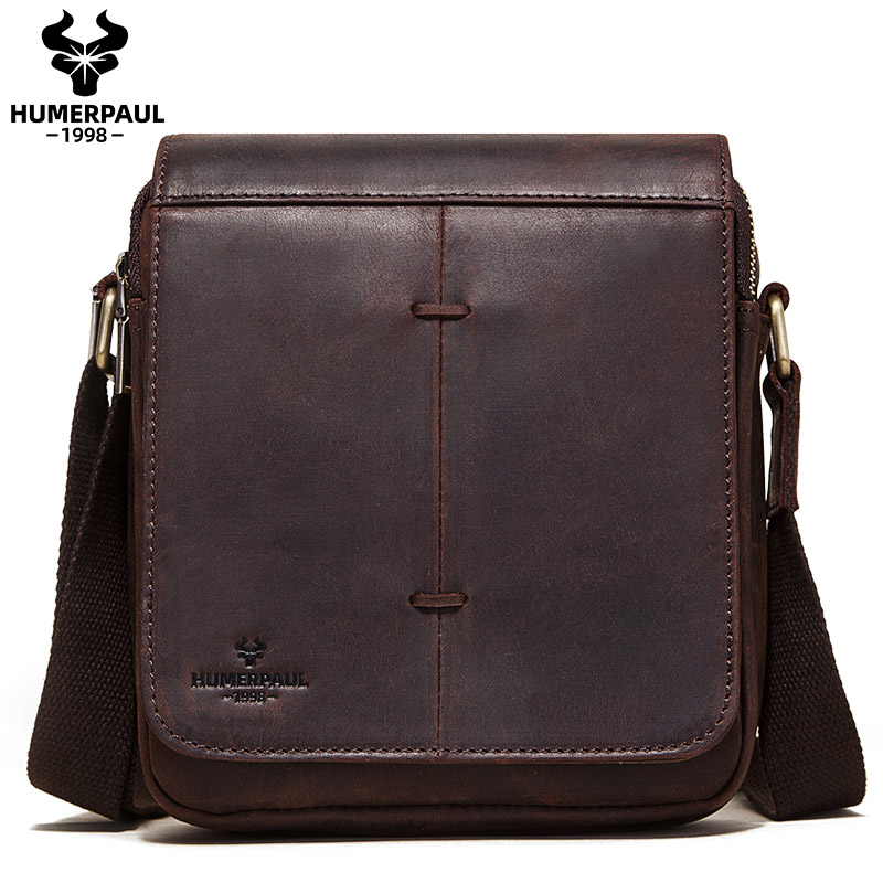 Luxury Bags Sling - Vintage Crazy Horse Leather Men Message