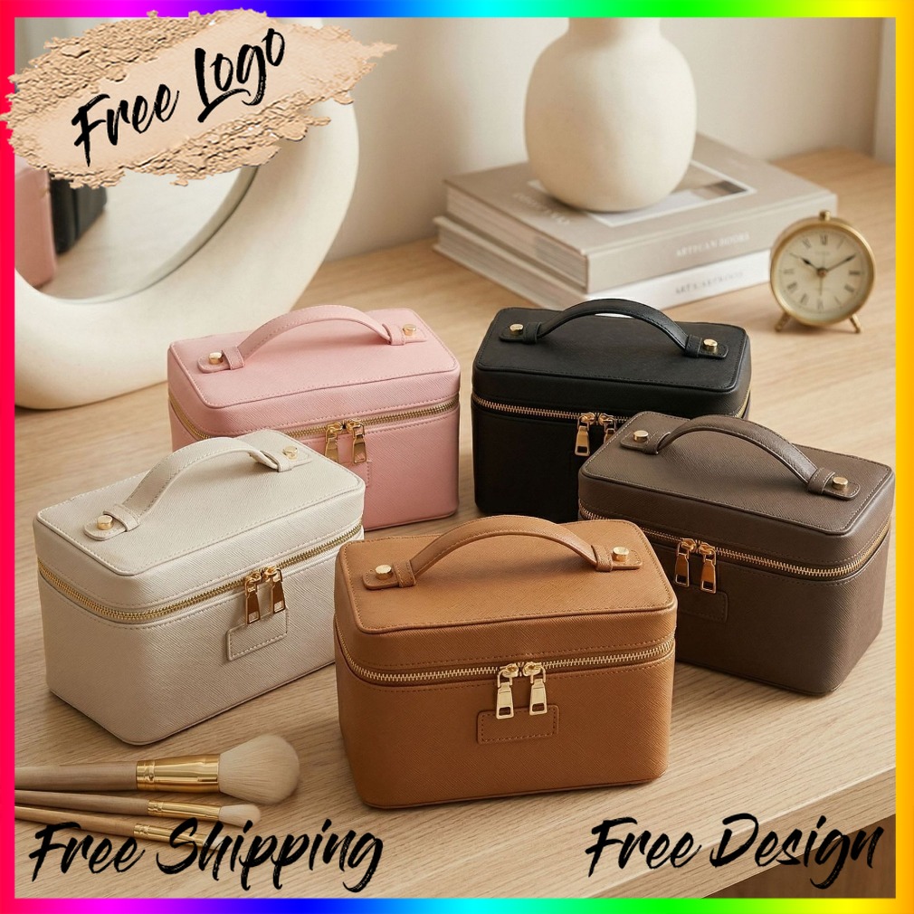 Luxury Bags For Travel - Luxury Ostrich Pattern Leather Makeup Bag