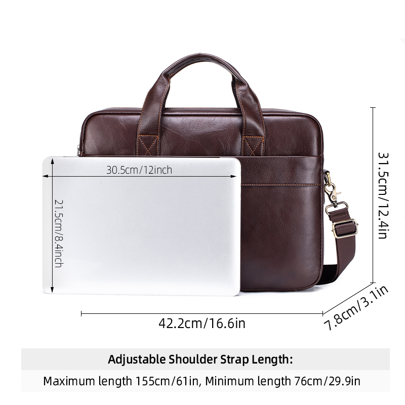 Genuine Leather Men's Briefcas - Luxury Bags For Laptop 评论和价格