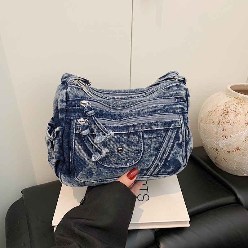 Street Style Retro Blue Denim  - Luxury Bags Vip 评论和价格