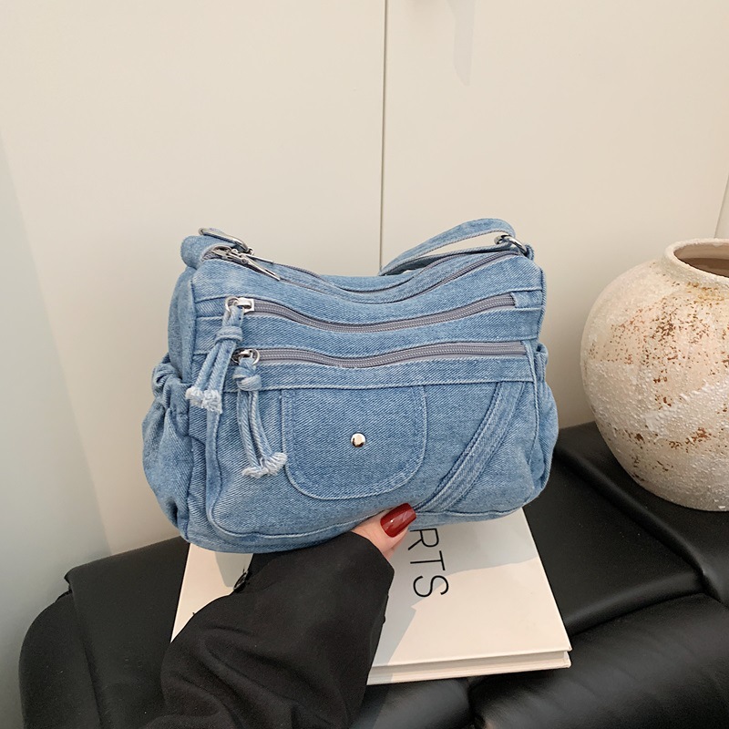 Street Style Retro Blue Denim  - Luxury Bags Vip 评论和价格