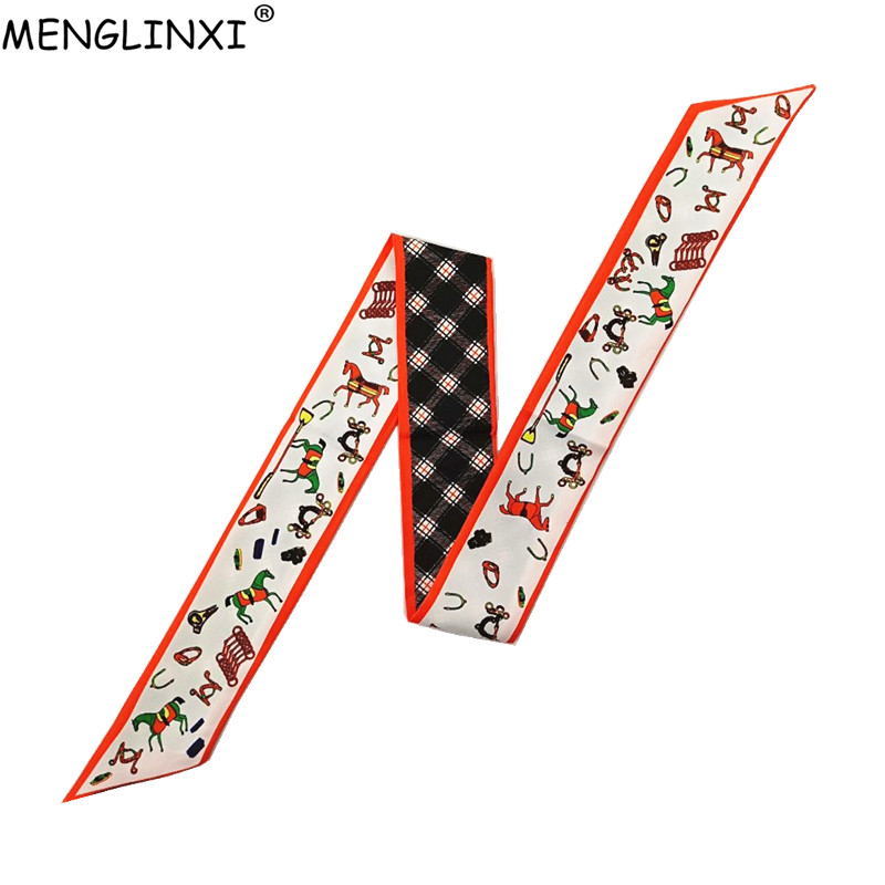 Horse Plaid Skinny Scarf Women - Luxury Bags Casual 评论和价格
