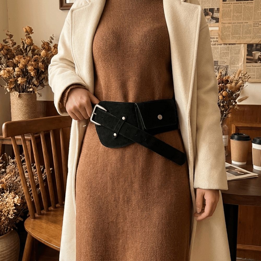 Western Cowboy Style PU Pin Bu - Belt Bag Leather Wide 评论和价格