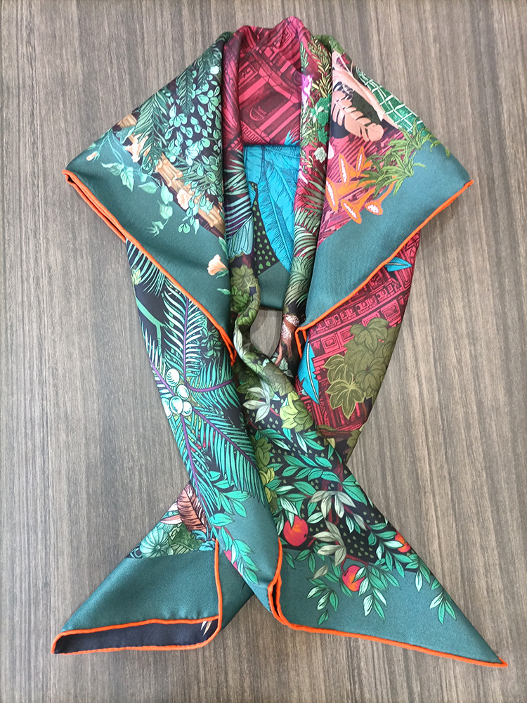 Silk Scarf 90CM Women Hand Rol - Luxury Bags For Travel 评论和价格