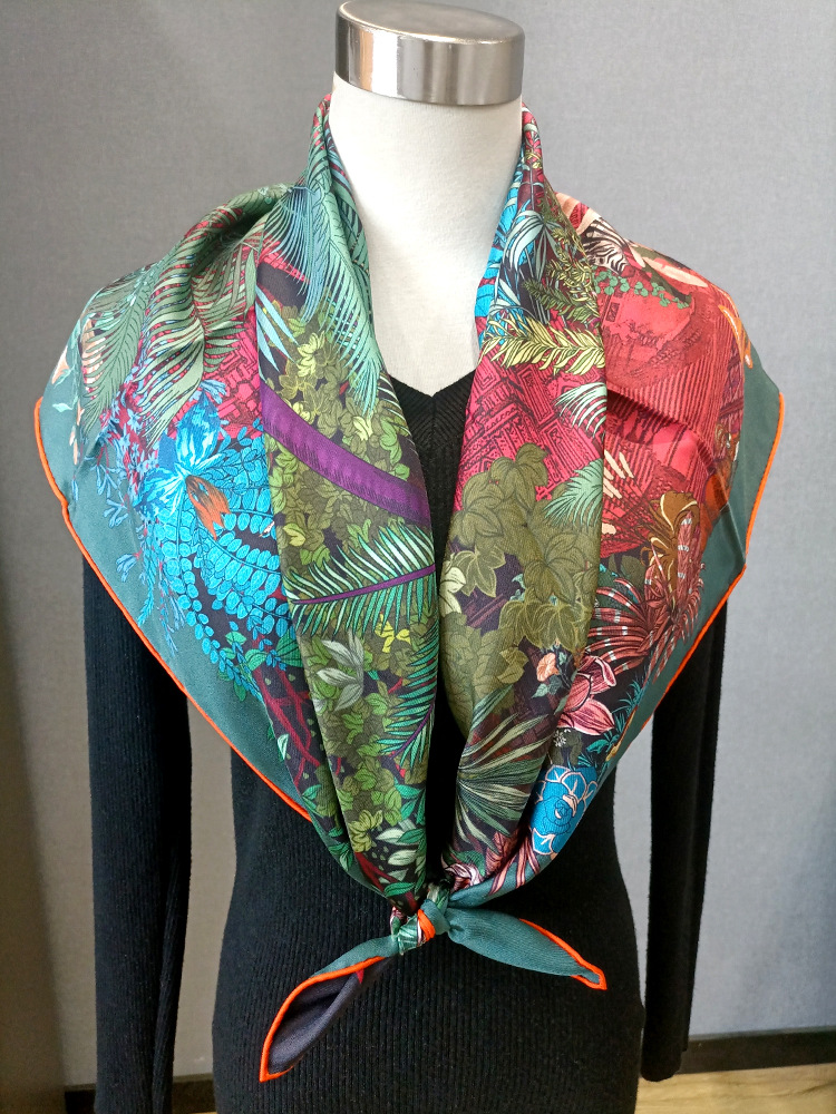 Silk Scarf 90CM Women Hand Rol - Luxury Bags For Travel 评论和价格