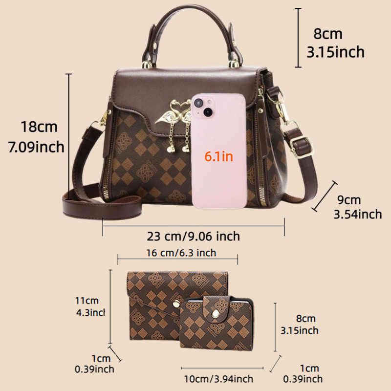 3-piece women's bag set, light - Luxury Bags Casual 评论和价格