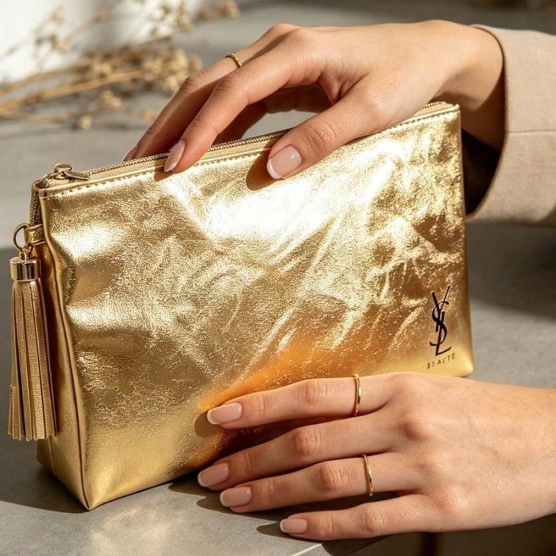 YSL Golden Cosmetic Bag, Porta - Luxury Bags For Travel 评论和价格