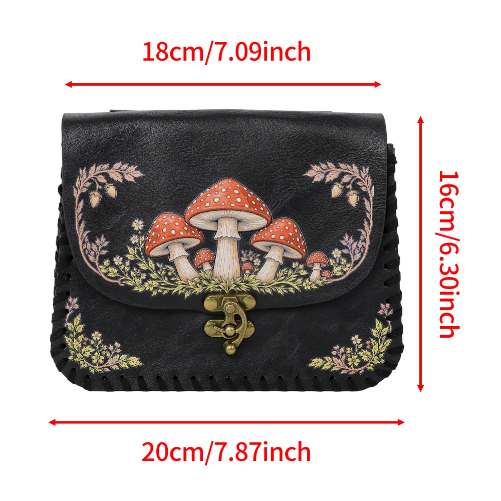 1 Piece Red Mushroom Print PU  - Belt Bag Leather Wide 评论和价格
