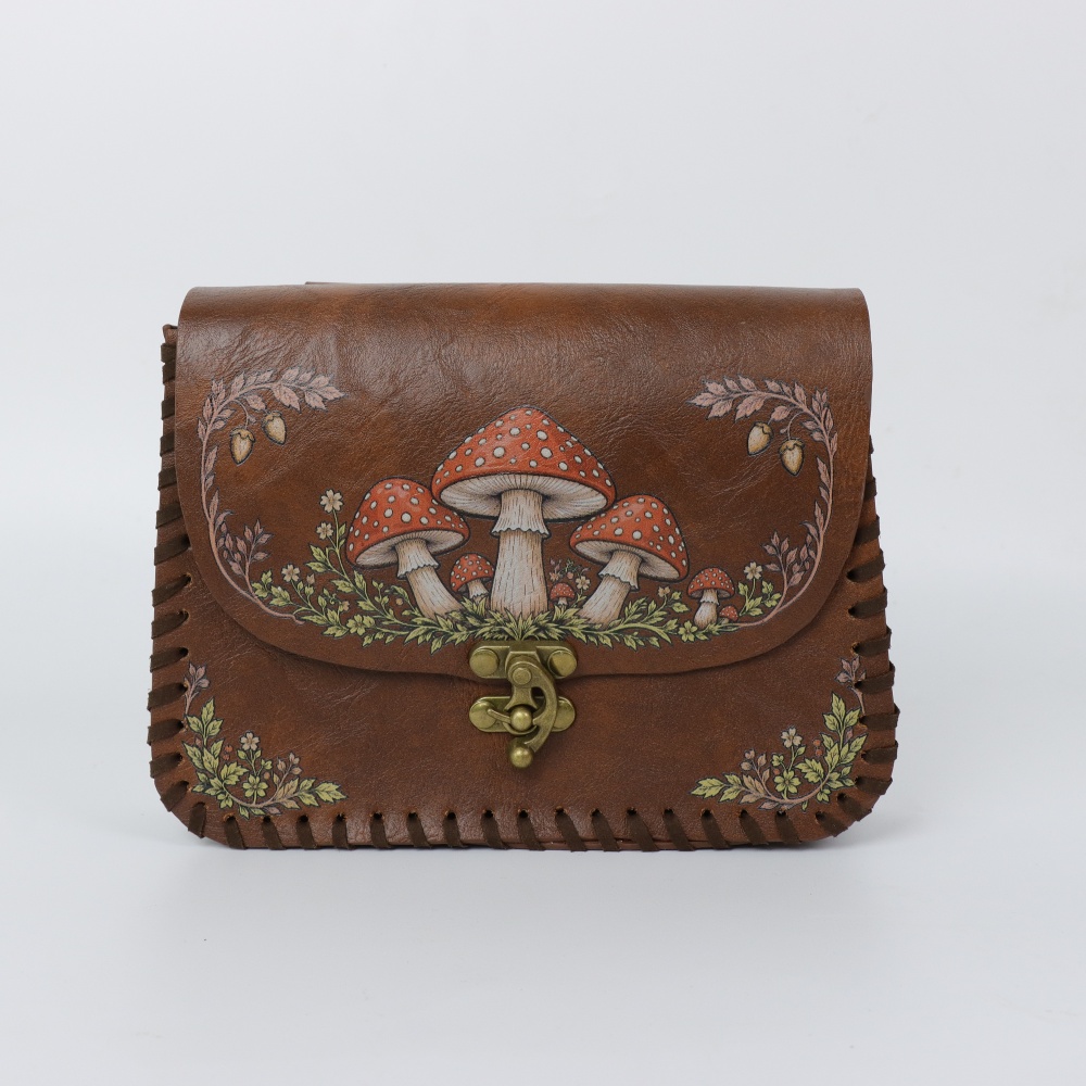1 Piece Red Mushroom Print PU  - Belt Bag Leather Wide 评论和价格